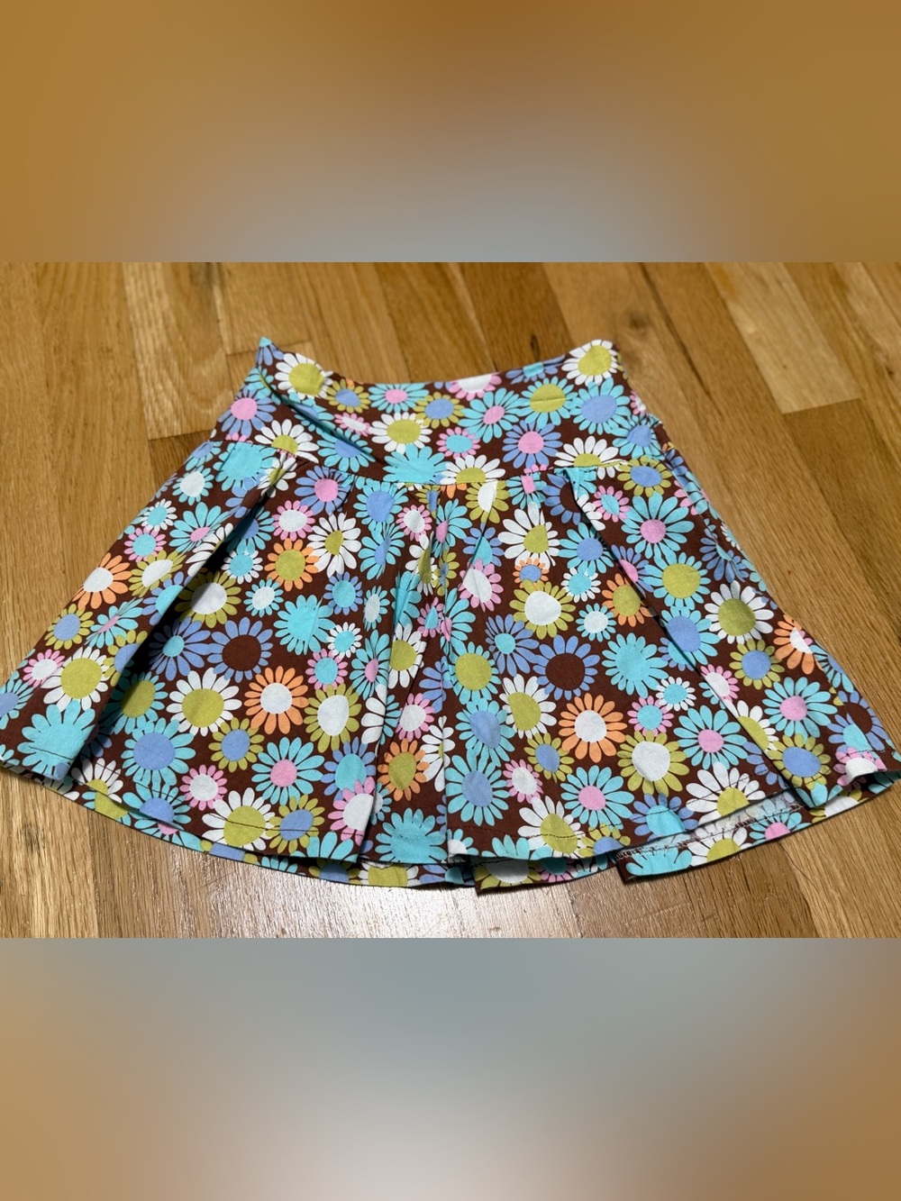 Vintage 70s Just Ducky Floral Wrap Shorts Skort Girls Size 7 Groovy Daisy Flower